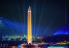 Claypaky Skylos Highlight the Obelisk in the Opening of the Egyptian Museum